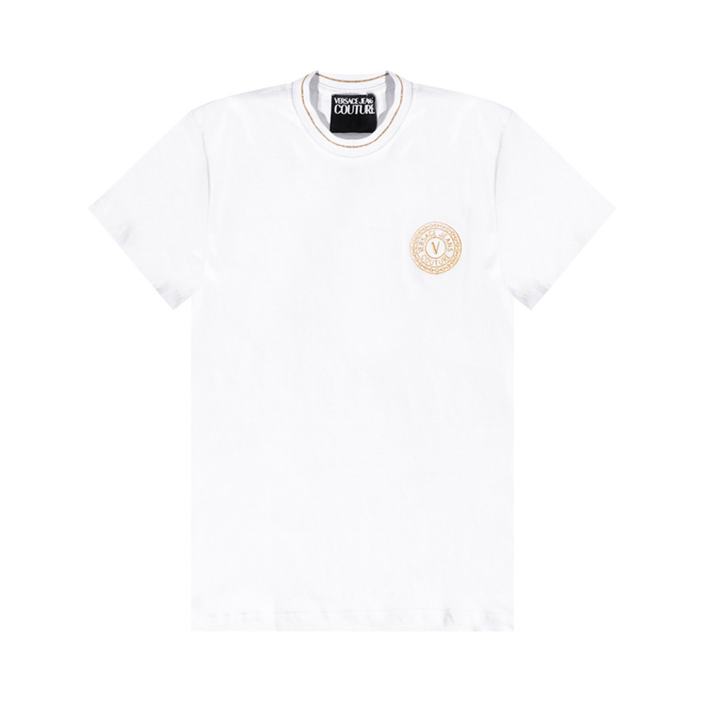Versace | VERSACE JEANS 男士白色V字刺绣T恤 B3GWA7TF-30319-K41商品图片,独家减免邮费