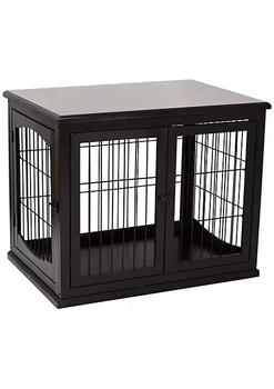 商品26" Modern Wooden Dog Kennel Pet Crate with Lockable Double Door Entrance and Top Shelf Coffee图片