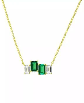 Macy's | Lab-Grown Emerald (1-1/5 ct. t.w.) & Lab-Grown White Sapphire (3/4 ct. t.w.) Four Stone 18" Collar Necklace in 14k Gold-Plated Sterling Silver,商家Macy's,价格¥934