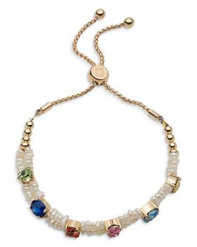 商品DANNIJO | Edan Crystal, Mother of Pearl & Cultured Freshwater Pearl Beaded Slider Bracelet in Gold Tone,商家Bloomingdale's,价格¥1132图片
