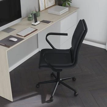 Merrick Lane | Artemis Mid-Back Home Office Chair With Armrests, Height Adjustable Swivel Seat And Five Star Chrome Base, Gray Faux Leather,商家Verishop,价格¥1937