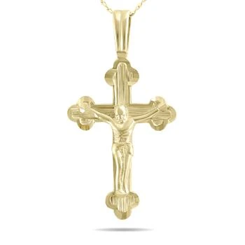 Monary | Ornate Crucifixion Roman Cross Pendant in 10K Yellow Gold with 18 Inch Chain,商家Premium Outlets,价格¥1323