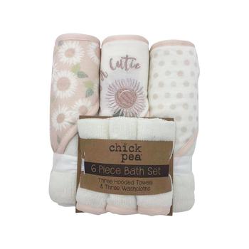 商品Chickpea | Baby Girls Bath Hooded Towels and Washcloths, 6 Piece Set,商家Macy's,价格¥162图片