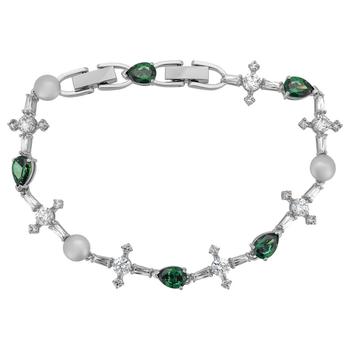 商品施华洛世奇 时尚复古绿水晶十字架手链图片