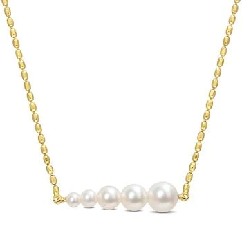 Mimi & Max | Mimi & Max Cultured Freshwater Pearl Graduated Bar Necklace in Yellow Silver,商家Premium Outlets,价格¥539