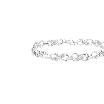 商品Haus of Brilliance | .925 Sterling Silver Prong Set Diamond Accent Ribbon and Infinity Link Bracelet,商家Verishop,价格¥1120图片