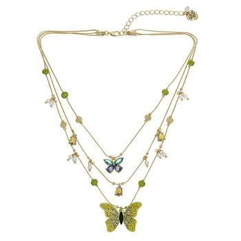 Betsey Johnson | Faux Stone Butterfly Layered Necklace,商家Macy's,价格¥357
