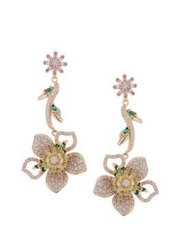 Eye Candy LA | 18K Goldplated & Multicolored Crystal Flower Drop Earrings商品图片,5折