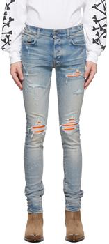 amiri牛仔裤, AMIRI | Blue MX1 Cracked Paint Jeans商品图片 5.6折