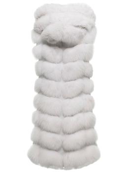 FRAME | Sleeveless White Quadrotti Fur in Fox with Hood Frame Pellicce Woman商品图片,7.5折