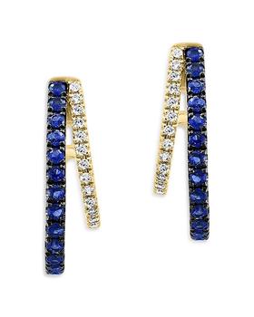 商品Bloomingdale's | Sapphire & Diamond J Hoop Earrings in 14K Yellow Gold,商家Bloomingdale's,价格¥15064图片