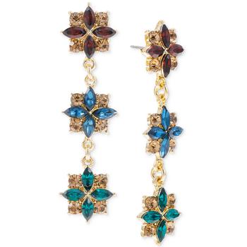 Charter Club | Gold-Tone Multicolor Mixed Stone Flower Linear Drop Earrings, Created for Macy's商品图片,7.4折×额外8折, 独家减免邮费, 额外八折