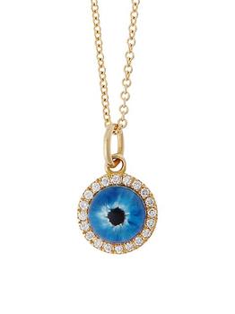 推荐Evil Eye 18K Yellow Gold & 0.08 TCW Diamond Pendant Necklace商品