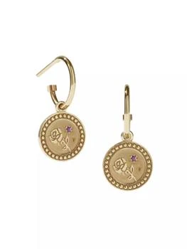 Meadowlark | Gloria Amulet Love 9K Gold-Plated & Sapphire Hoop Earrings,商家Saks Fifth Avenue,价格¥864