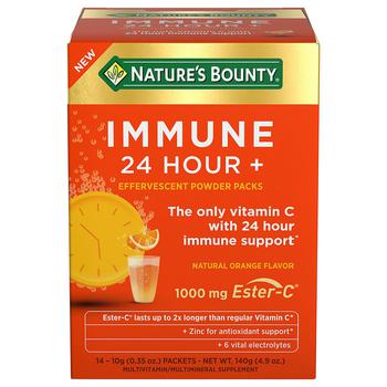 Nature's Bounty | Immune 24 Hour + Effervescent Powder Packs Orange商品图片,第2件5折, 满$40享8.5折, 满折, 满免