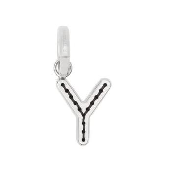 product Burberry Leather-Topstitched 'Y' Alphabet Charm in Palladium/Back image