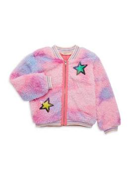 商品Baby Sara | Little Girl's Tie-Dye Faux Fur Bomber Jacket,商家Saks OFF 5TH,价格¥338图片