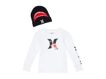 Hurley | Long Sleeve Graphic T-Shirt and Beanie Gift Set (Little Kids) 6折