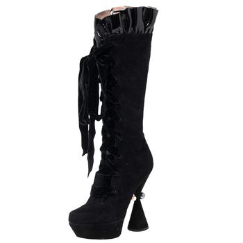 lv长筒靴, [二手商品] Louis Vuitton | Louis Vuitton Black Suede And Patent Leather Knee Length Boots Size 37商品图片 7.3折, 满1件减$100, 满减