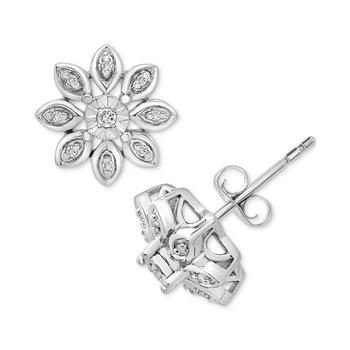 商品Macy's | Diamond Flower Cluster Earrings (1/10 ct. t.w.) in Sterling Silver,商家Macy's,价格¥249图片