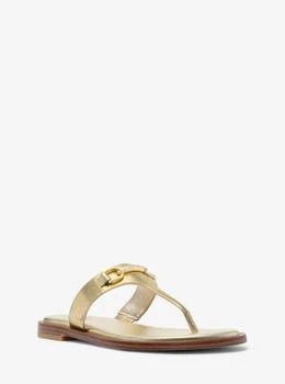 Michael Kors | Carson Crackled Metallic Leather Sandal,商家Michael Kors,价格¥410
