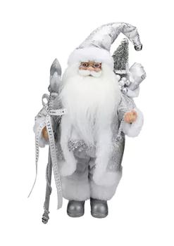 推荐12Inch White and Silver Santa Claus with Staff and Gift Bag Christmas Figure商品