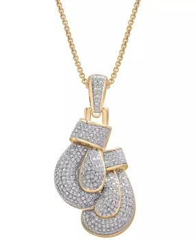 Macy's | Men's Diamond Boxing Gloves 22" Pendant Necklace (1/2 ct. t.w.) in 14k Gold-Plated Sterling Silver,商家Macy's,价格¥2450