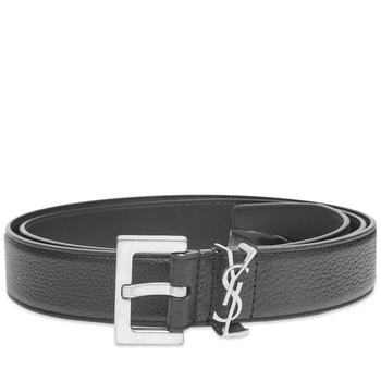 Yves Saint Laurent | Saint Laurent Metal Logo Grain Leather Belt商品图片,独家减免邮费