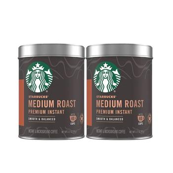 商品Starbucks星巴克无糖速溶咖啡粉轻/中/重度烘焙黑咖啡可冲40杯90g两罐装,商家Xifaner,价格¥283图片