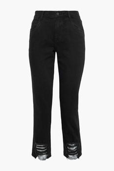 J Brand | Ruby cropped distressed high-rise slim-leg jeans商品图片,3折