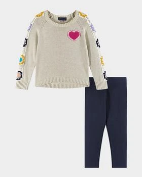 Andy & Evan | Girl's Sweater W/ Crochet Patches & Jeggings Set, Size 2T-6X,商家Neiman Marcus,价格¥479