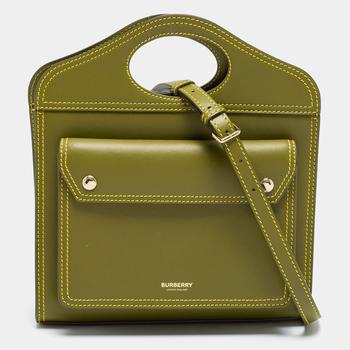 burberry tote, Burberry | Burberry Green Leather Mini Pocket Bag商品图片 6.8折