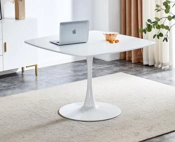 42.1"WHITE Table Mid-century Dining Table for 4-6 people