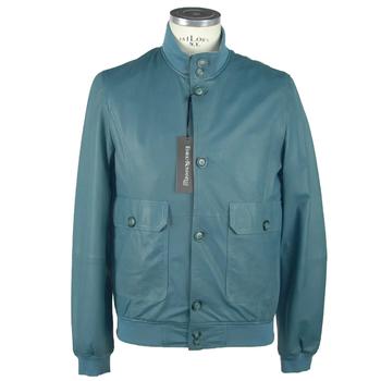 商品Emilio Romanelli | Emilio Roelli Blue Leather Jacket,商家SEYMAYKA,价格¥1889图片