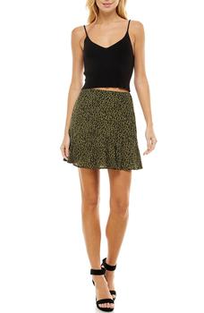 ROW A, ROW A | Leopard Print Godet Ruffle Mini Skirt商品图片 