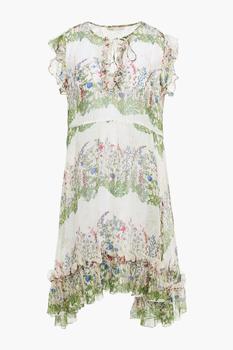 推荐Reinette ruffled metallic floral-print silk-blend crepon dress商品