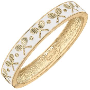 商品Canvas Style | Briar Tennis Racquet Enamel Hinge Bangle In White,商家Verishop,价格¥352图片