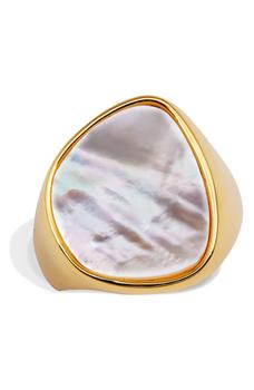 商品Savvy Cie Jewels | 18K Yellow Gold Plated Mother of Pearl Ring,商家Nordstrom Rack,价格¥248图片