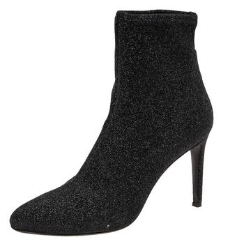 推荐Giuseppe Zanotti Black Glitter Stretch Fabric Ankle Boots Size 41商品