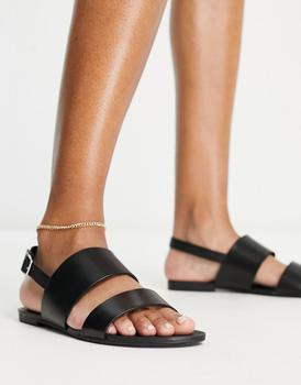 推荐Vagabond Tia flat sandals in black leather商品