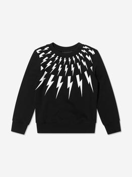 推荐Neil Barrett Black Boys Lightning Bolt Print Sweatshirt商品