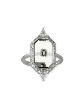 商品Universe Line 18k White Gold Mixed-Diamond Ring, Size 6.75图片