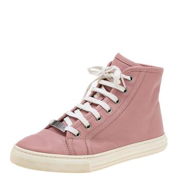 古驰高帮鞋, [二手商品] Gucci | Gucci Old Rose Leather High Top Sneakers Size 35商品图片 