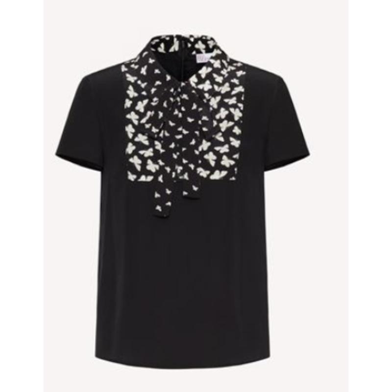 RED Valentino | RED VALENTINO 女士黑色短袖衬衫 XR3AAD05-6AD-0NO商品图片,独家减免邮费