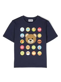 Moschino | Blue Crewneck T-shirt With Graphic Print At The Front In Cotton Girl 7.2折