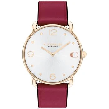Coach | Women's Elliot Cranberry Leather Strap Watch, 36mm,商家Macy's,价格¥1123