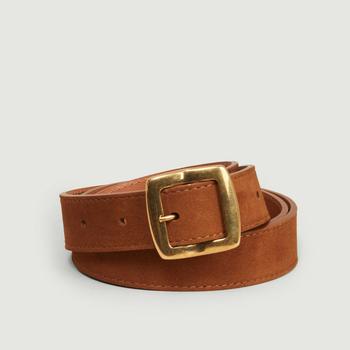推荐Nubuck leather belt 25 mm havane Maison Boinet商品