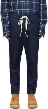 Greg Lauren | Blue Drawstring Jeans,商家Ssense US,价格¥3696