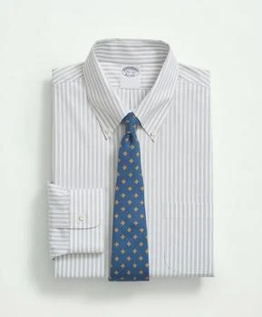 推荐Stretch Supima® Cotton Non-Iron Poplin Button Down Collar, Ground Stripe Dress Shirt商品