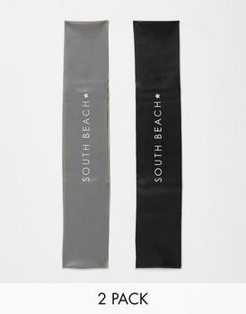 商品South Beach light/medium resistance bands 2 pack in black图片